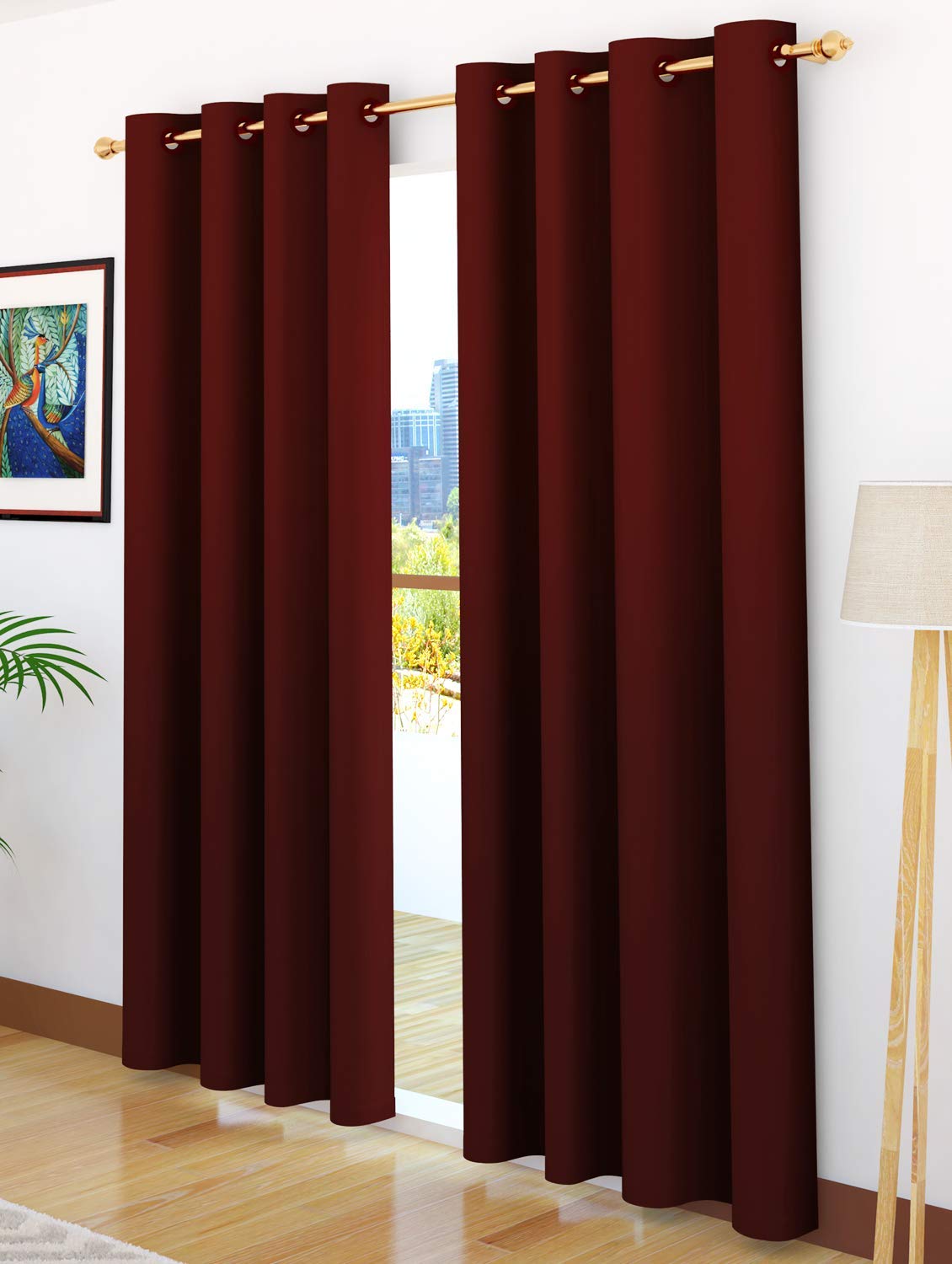 Plain Blackout Curtain - Maroon